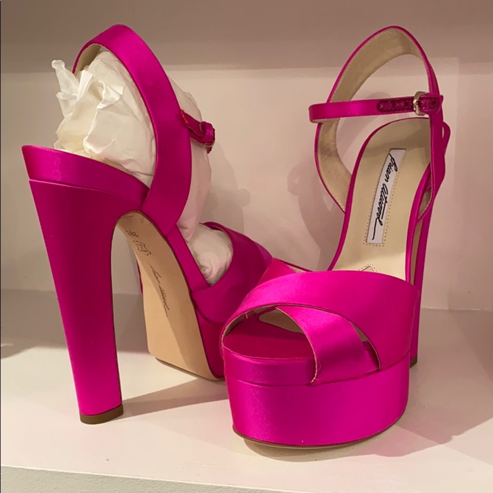 BRIAN ATWOOD SATIN FUSCHIA HEELS - Picture 6 of 6